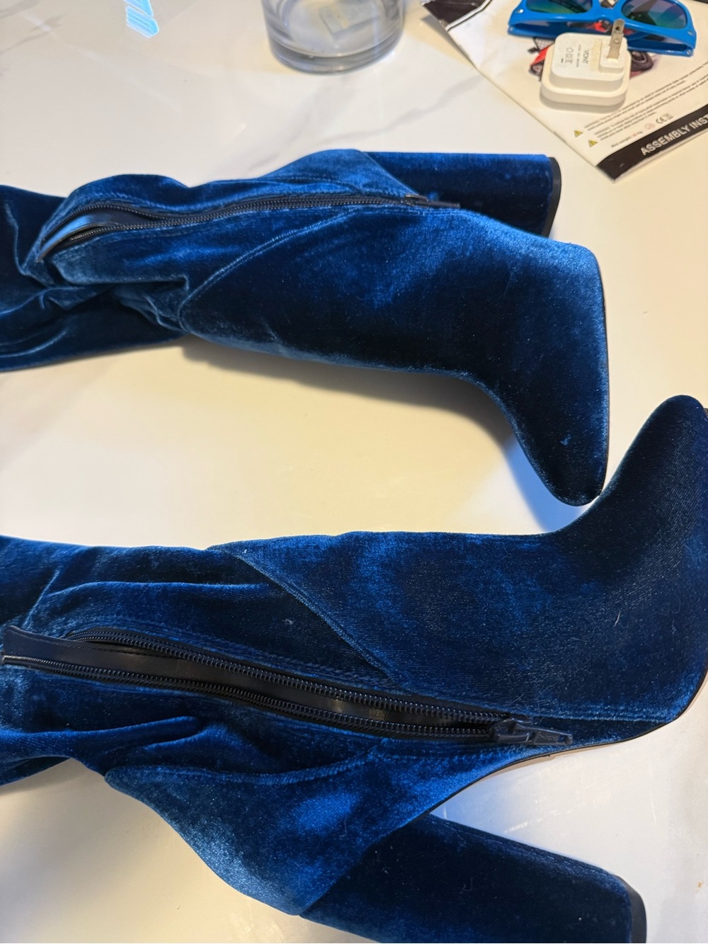 Aldo Royal Blue Velvet Pointed-Toe Over-the-Knee Boots